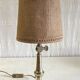 Table lamp in gilded brass and linen - mid 20th century