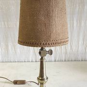 Lampe à poser en laiton doré et lin - mid. XXeme