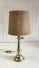 Lampe à poser en laiton doré et lin - mid. XXeme