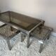 70s design brushed steel coffee table and nesting tables