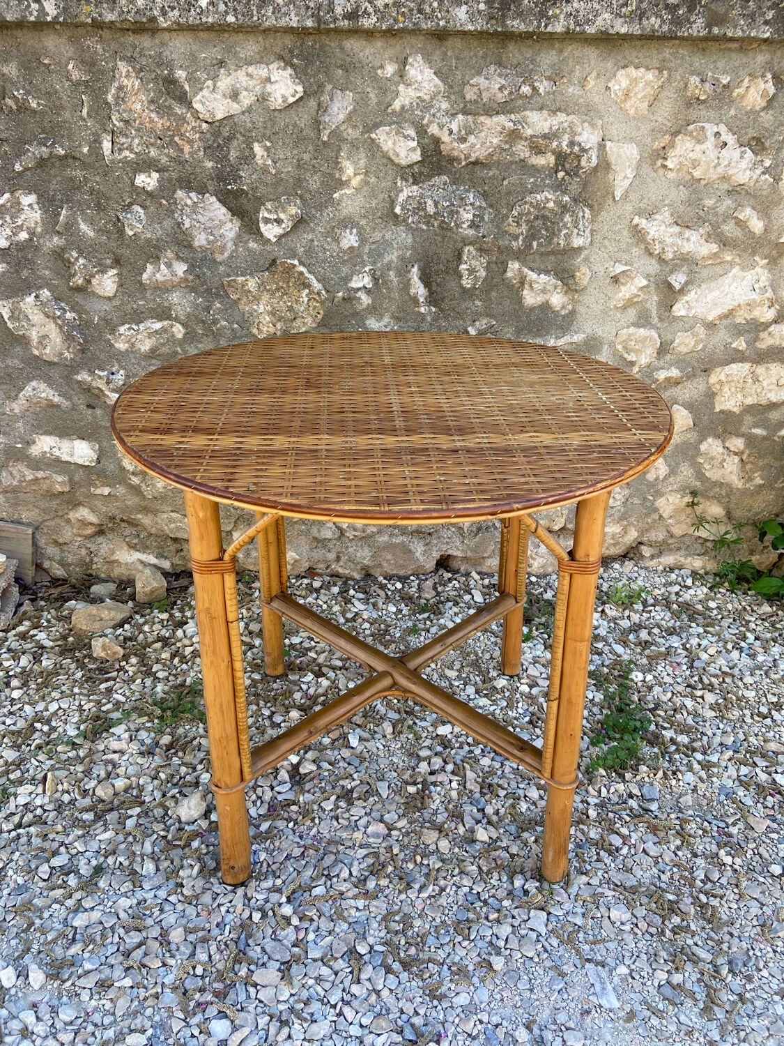 Table ronde en rotin vintage | Selency