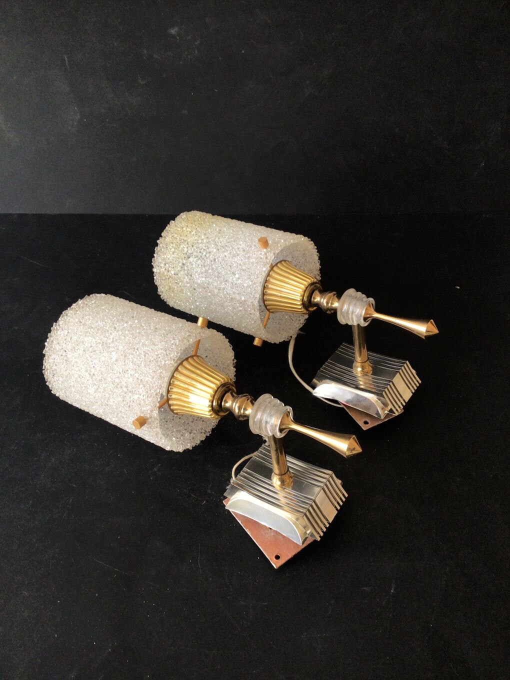 Pair of vintage perspex wall lamps