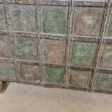 Old chest - dowry console from Bikaner in teak and wrought iron