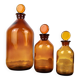 3 amber glass apothecary bottles - pharmacy bottles
