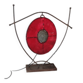 Brutalist metal and red lamp