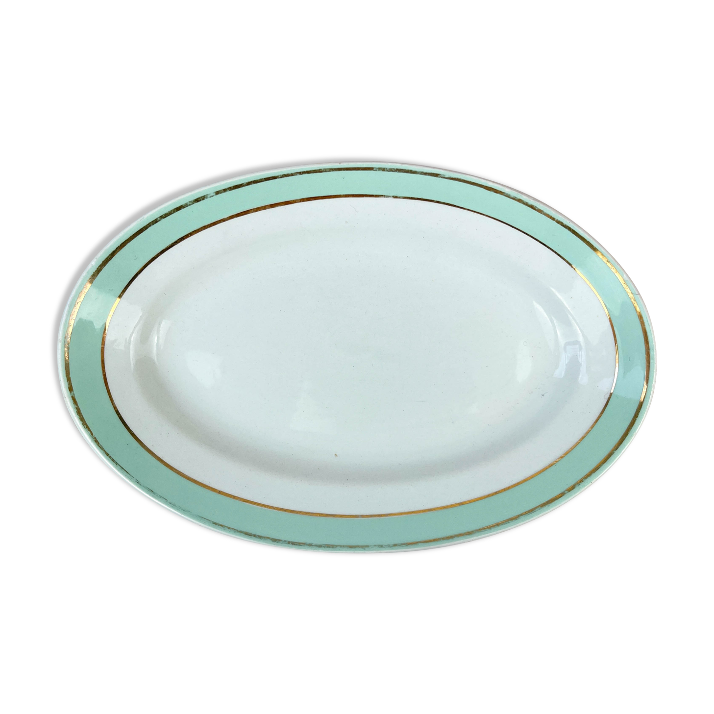 Ravier luneville "dauphine" porcelaine blanc vert