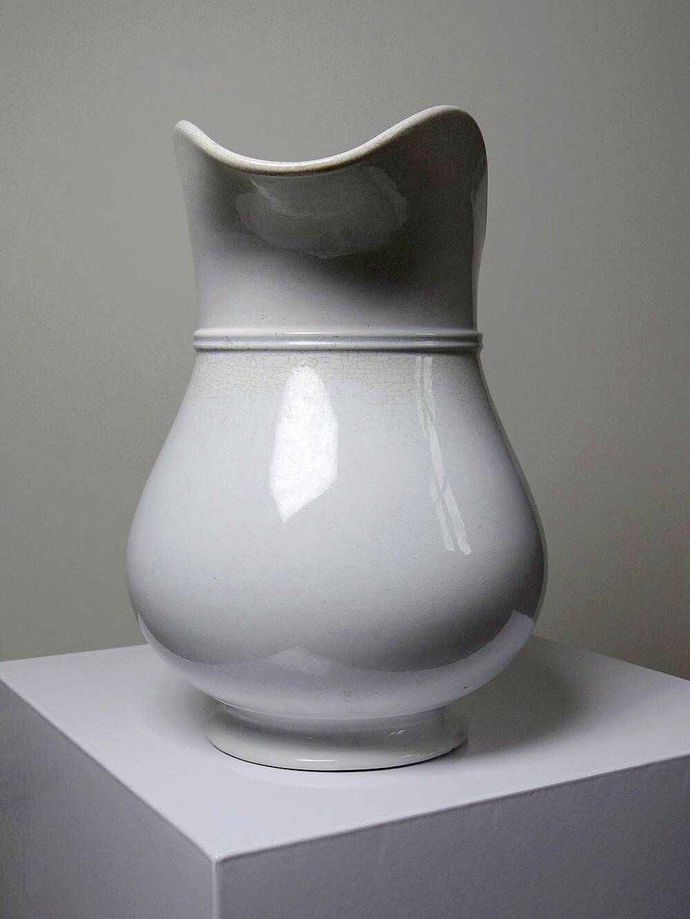 Antique white earthenware toilet jug from Pexonne, France