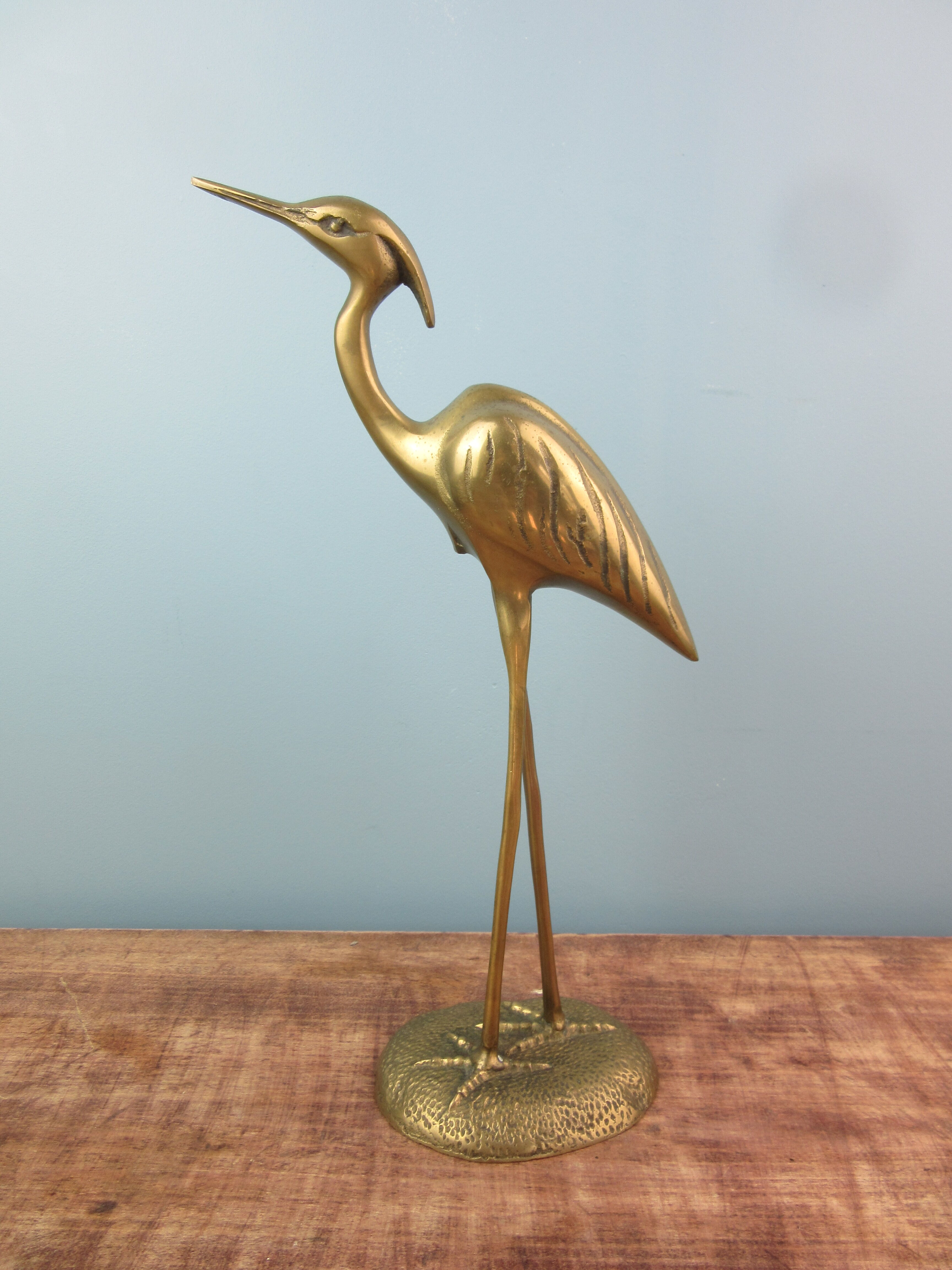 Vintage brass heron