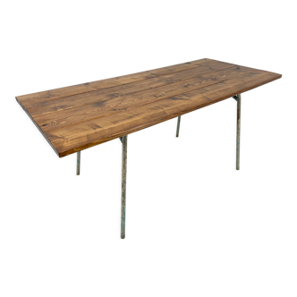Vintage Indrustrial Wood & Metal Dining Table