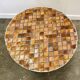 Vintage round French garden table with French "Tomettes" tiled top, 1960s