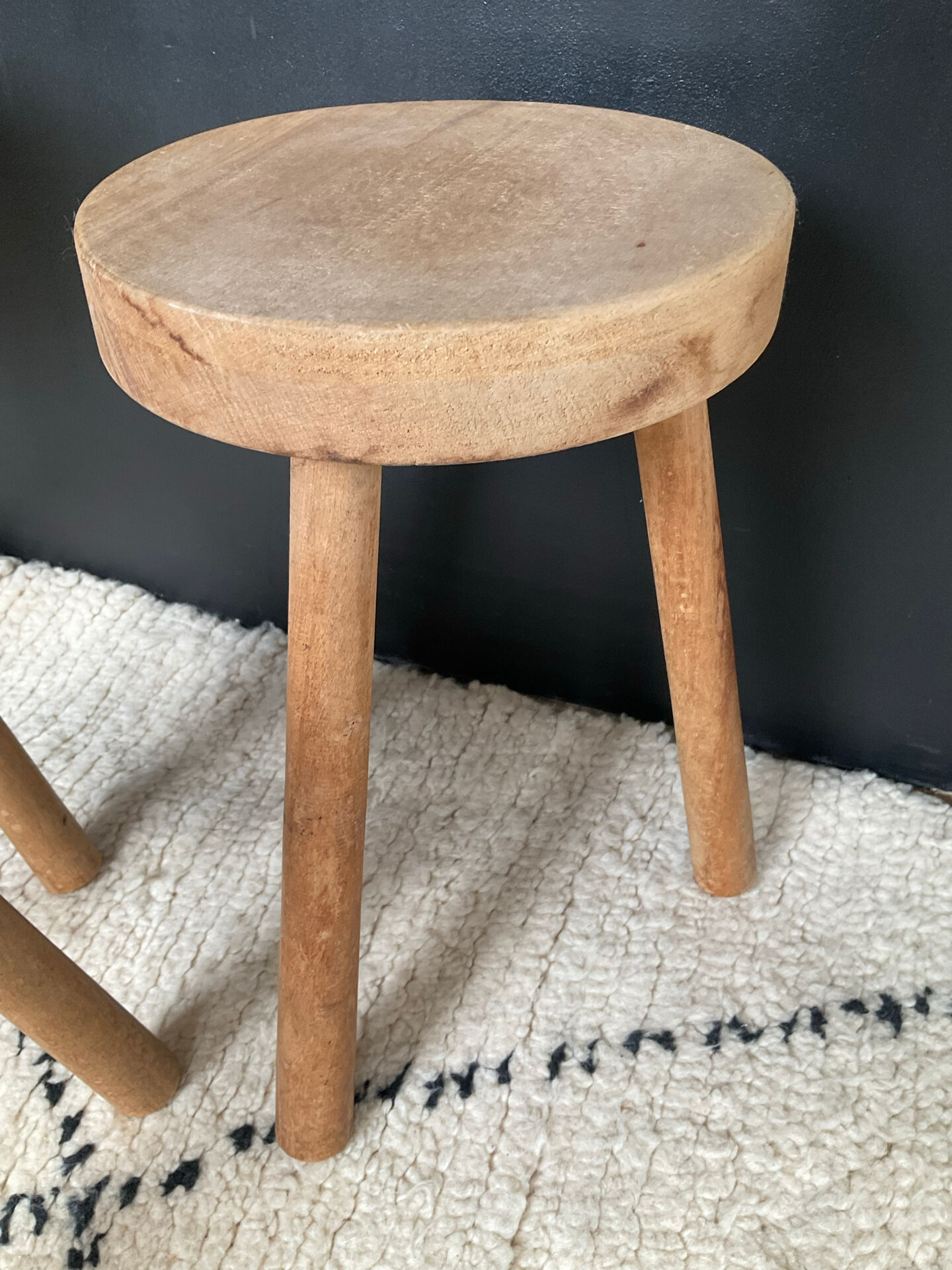 Set of 3 wooden tripod stools