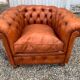 Salon canape and 2 chesterfield armchairs in vintage cognac leather from the 1970s