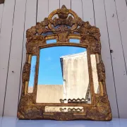 Golden wooden mirror, glazing, Italian, vintage decoration