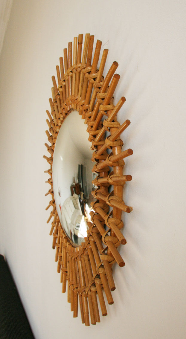 Mirror witch setting sun rattan 1960