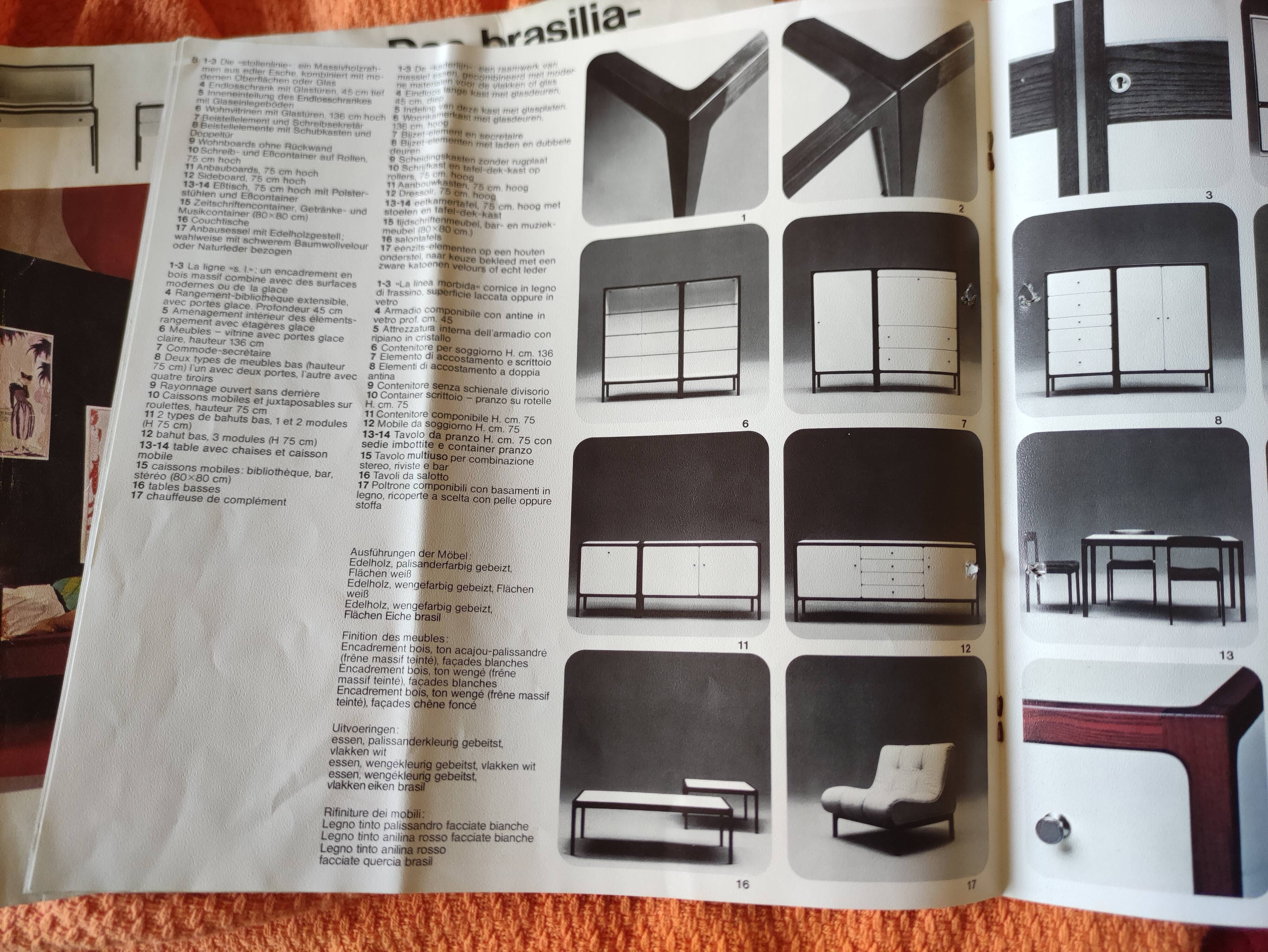 Wooden Sideboard - "Stollenlinie Brasilia" - German - 1960 - White - Black