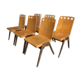 Series of 6 stackable industrial chairs, Roland Rainer for Emil & Alfred Pollak, ca 1950