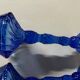 Pair of vintage cobalt blue twisted glass candlesticks h 24.5 cm
