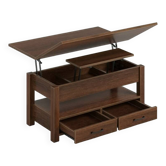 Vintage Lift-Top Coffee Table with Drawers, Hidden Storage & Laptop Stand, Convertible Coffee Table