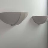 Pair of vintage matte white porcelain wall lights, France 1970.