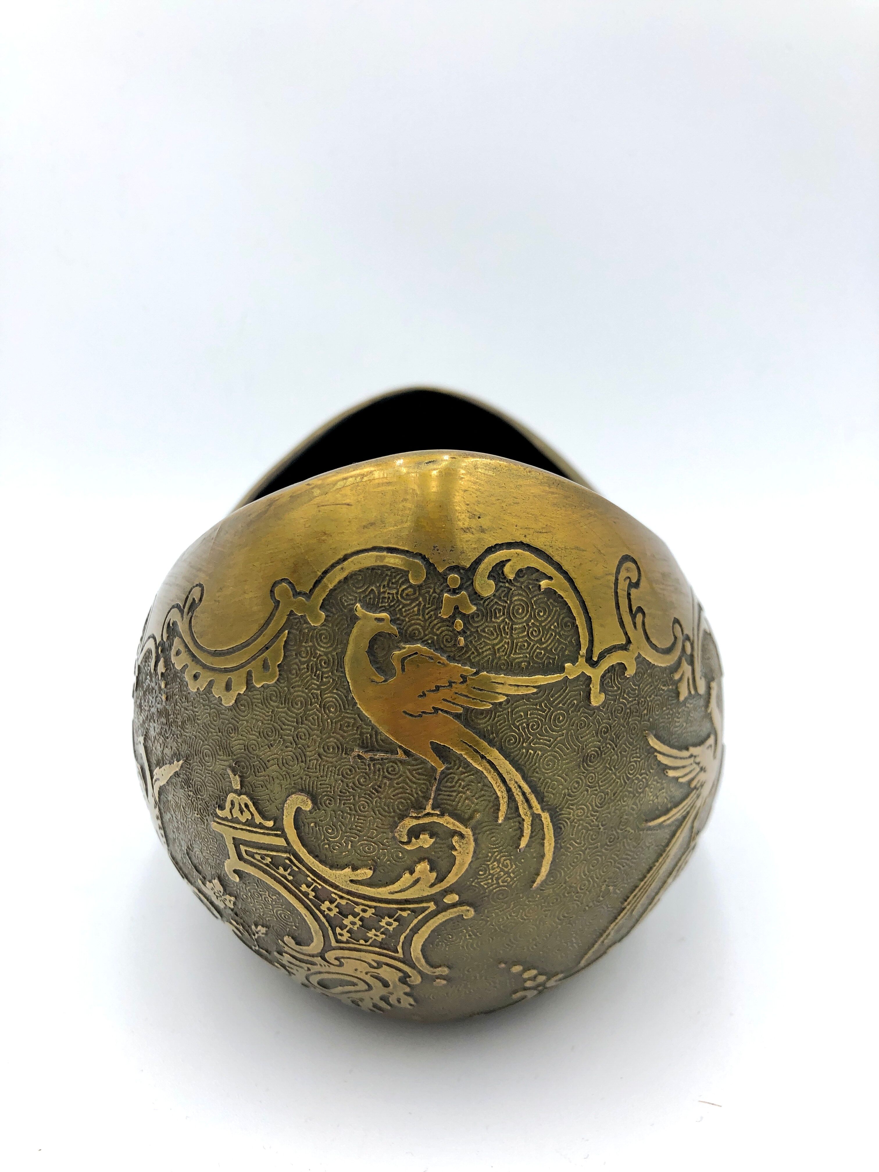 Crystal and copper shuttle cup Léon Ledru Val Saint Lambert