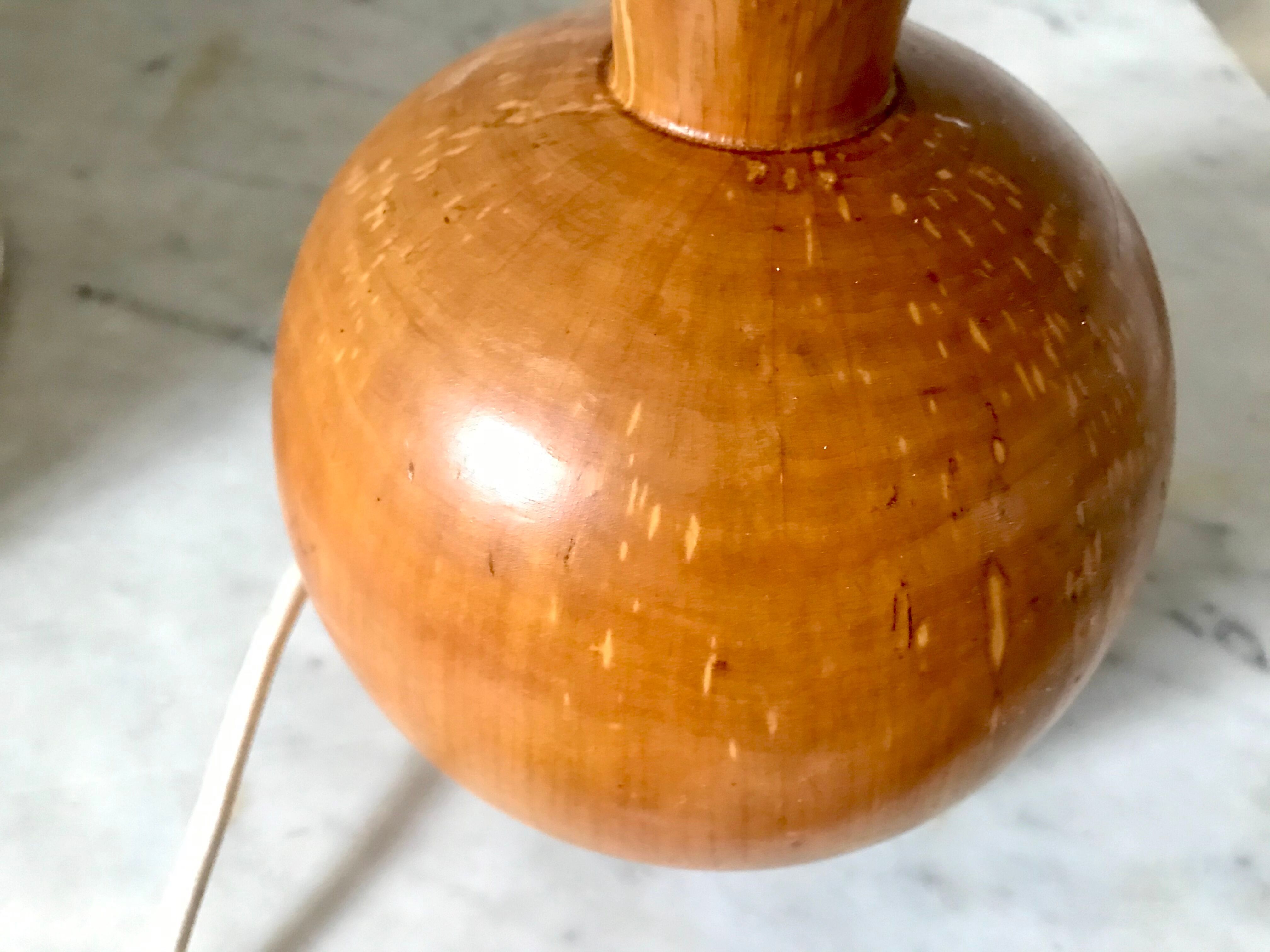 Vintage wooden ball bedside lamp