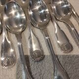 11 silver plated dessert spoons, Christofle Vendome, 17.1 cm