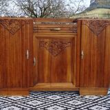 Buffet Art Déco en noyer avec marbres et guérites