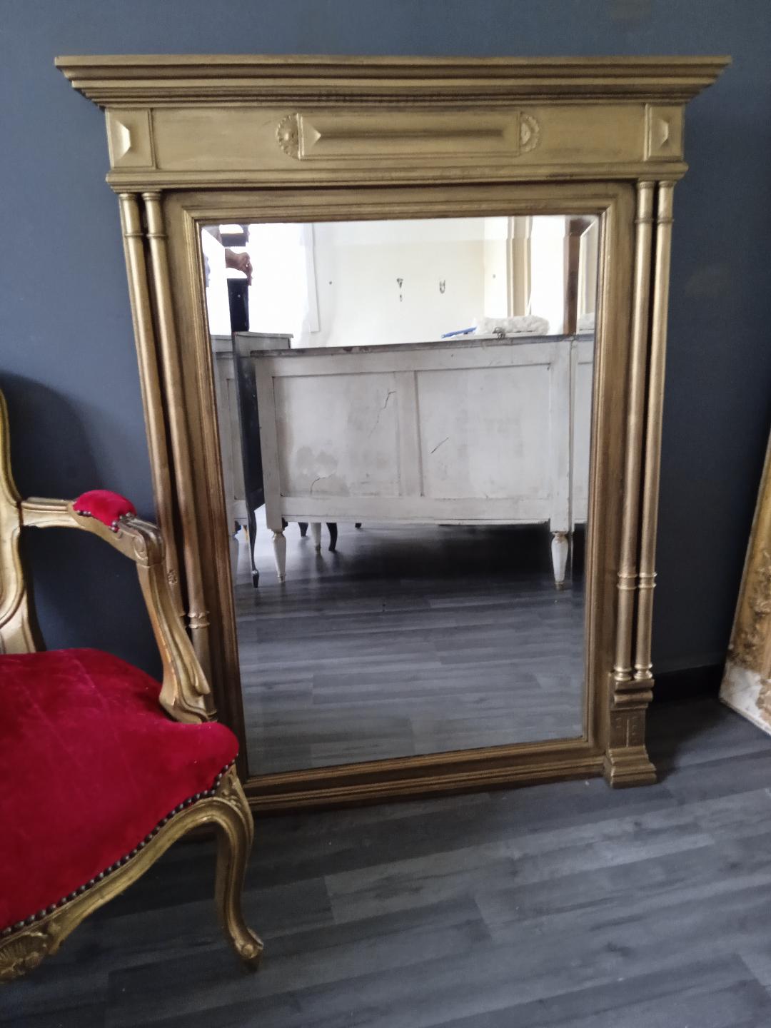 Antique gilded trumeau mirror 93x120cm