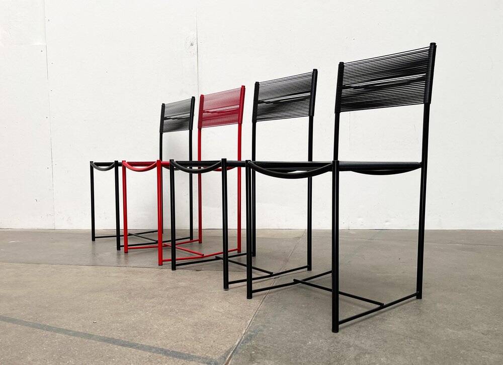 Spaghetti chairs model 101 Italian Postmodern Space Age by Giandomenico Belotti for Alias, 1970s, set of 4