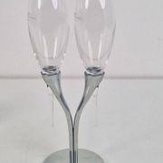 Crystal Champagne Flutes in Holder by Philippe Di Meo for Moët & Chandon, 1980s, Set of 2
