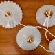 Three-light cascading pendant lamp with vintage white opaline lampshade