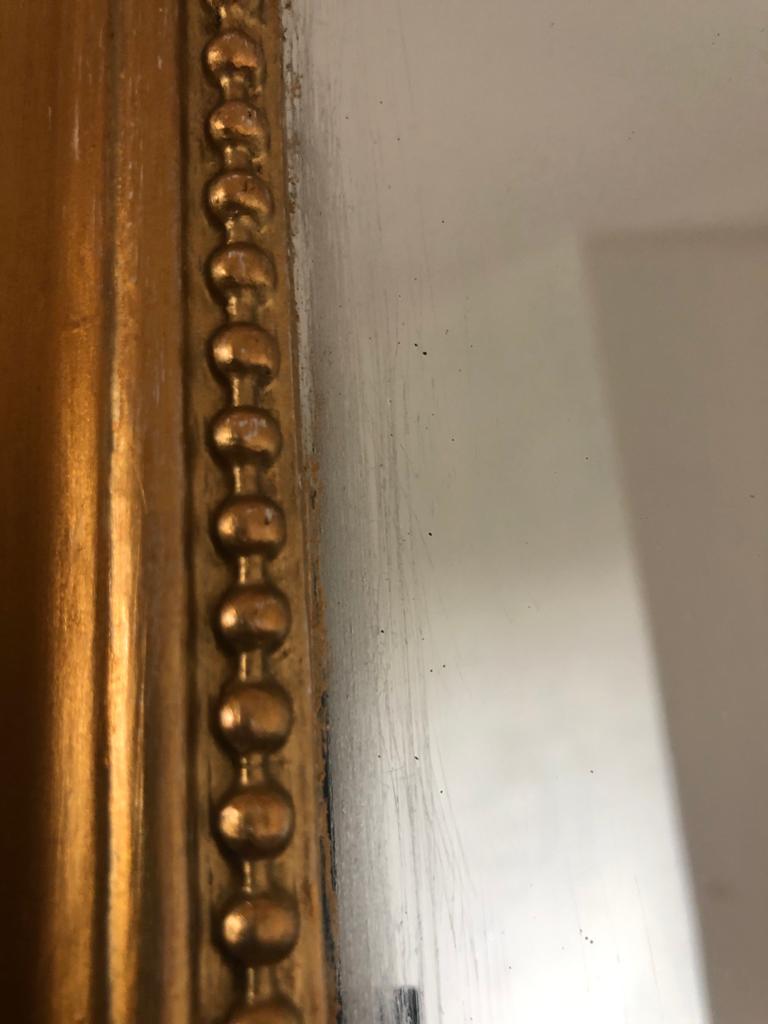 Miroir ancien Louis Philippe perlé doré vintage 56x80cm