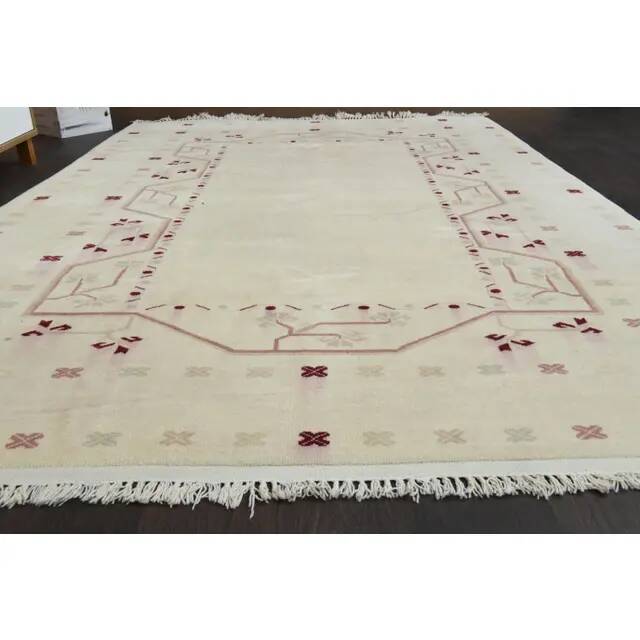 1970s vintage Turkish Oushak handmade wool cotton beige area rug 176x267