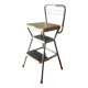 Vintage cosco step stool chair in chrome steel and white skai