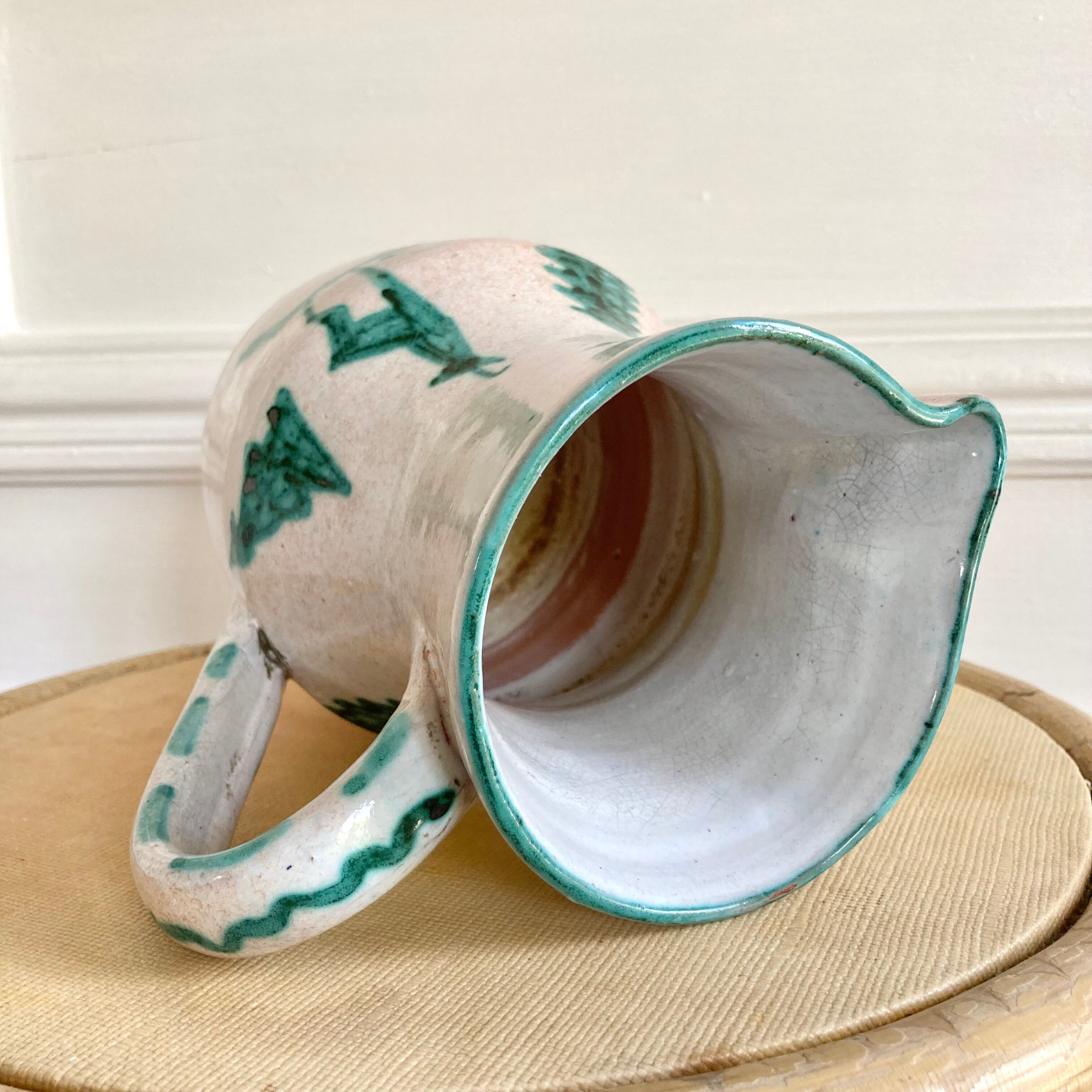 Enamelled pitcher numbered chalet or mountain décor