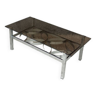 BRUSHED STEEL COFFEE TABLE