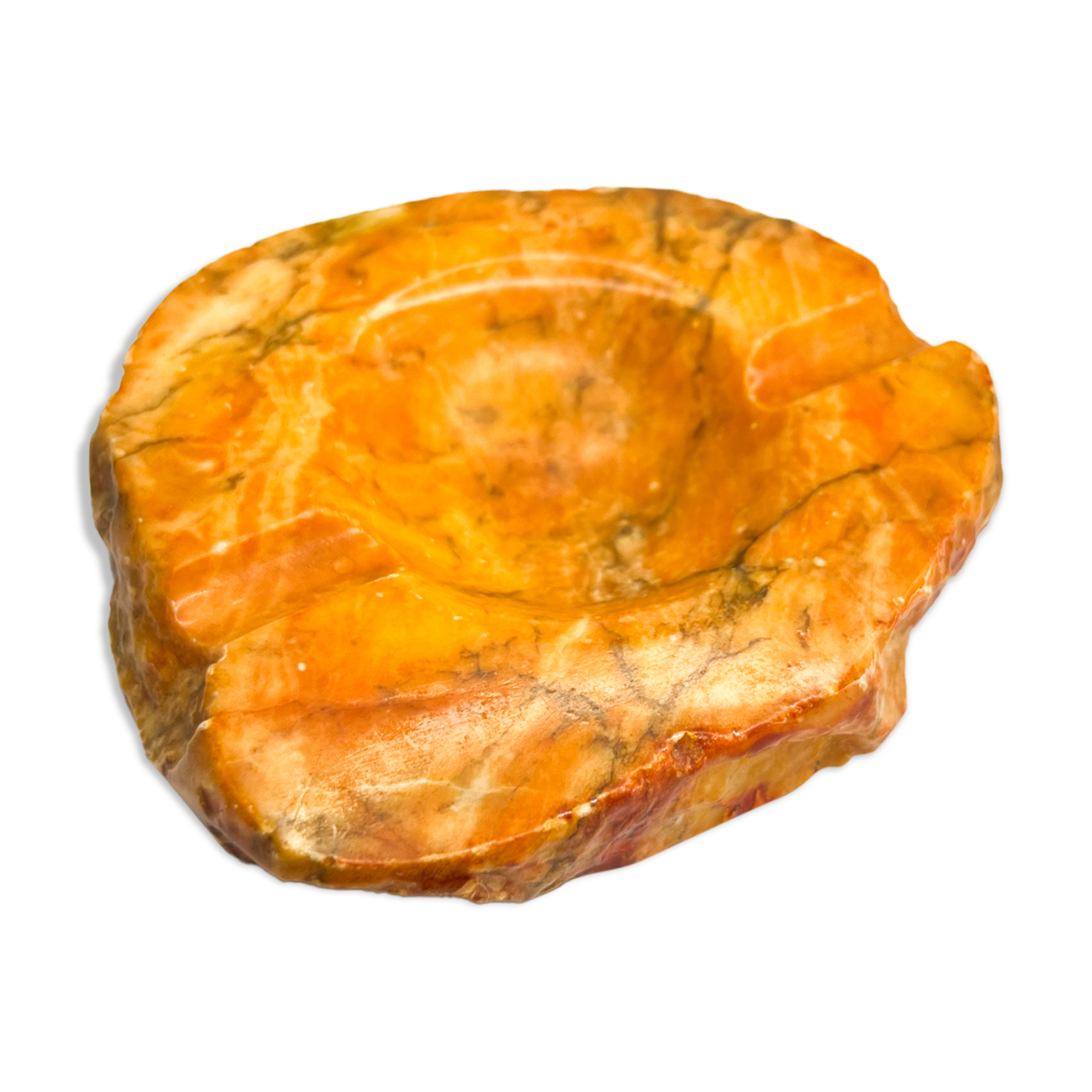 Empty Ashtray in Orange Alabaster Made in Italy