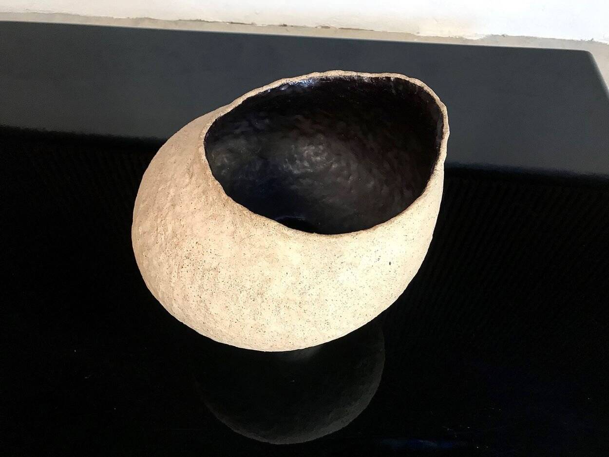 Sculptural studio ceramic art pottery vase, Germany 1966