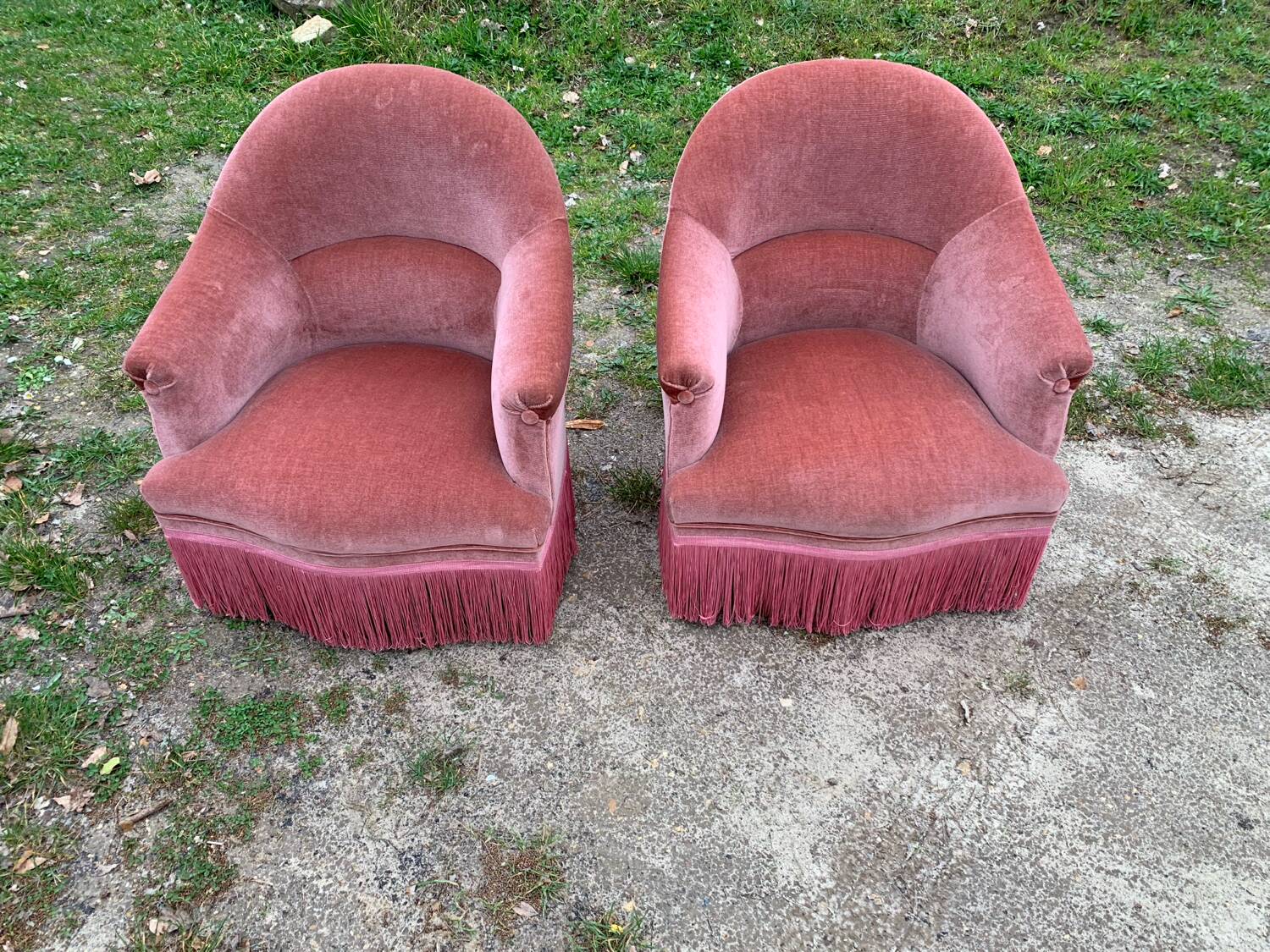 Pair of 1950s toad armchairs