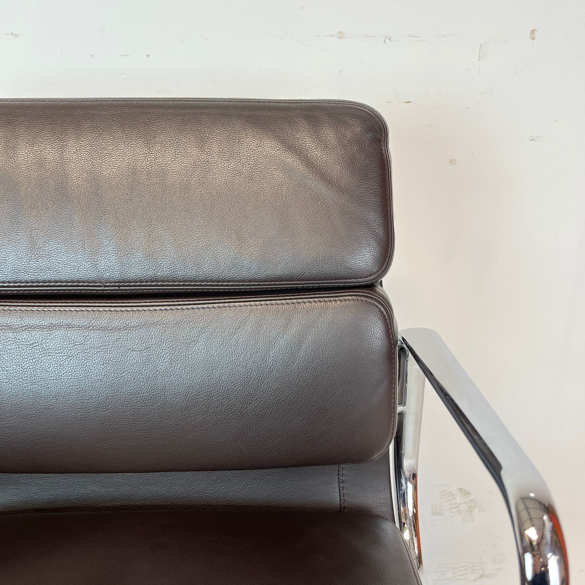 Eames Vitra for Herman Miller brown leather Soft Pad Group chair
