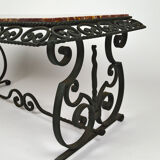 Coffee table in marble and wrought iron, circa 1940