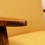 Mid - Century Armchair Yellow Color Boucle Scandinavian Design Wooden Lounge Chair