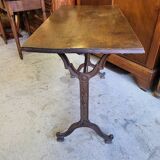 old bistrot table wooden top cast iron leg