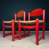 Red Padova chairs by Hank Lowenstein, Italy, 1970s, set of 2.