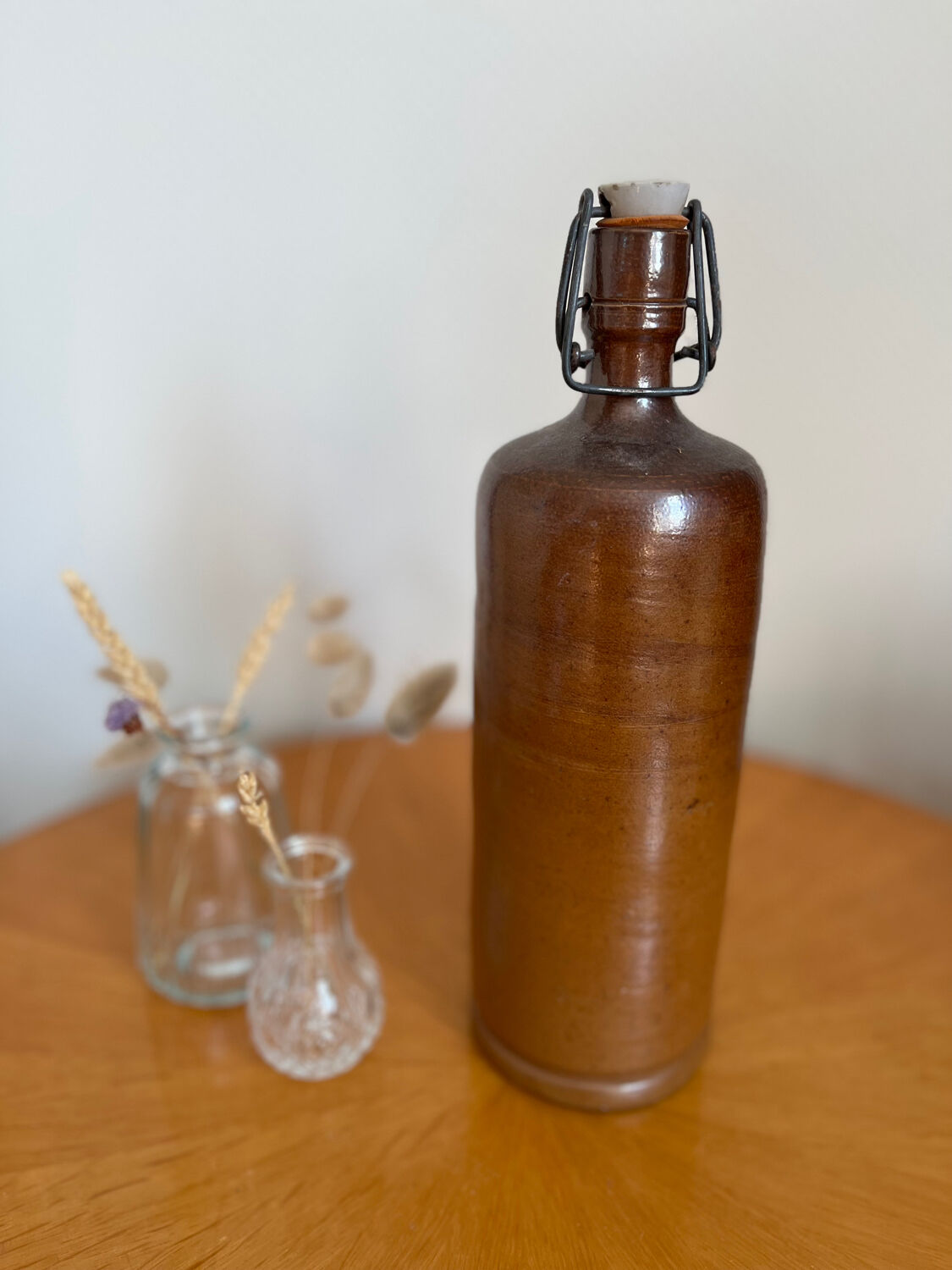 Vintage brown stoneware bottle