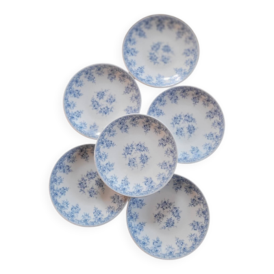 Assiettes à dessert Rivanel en opaline bleue – années 1960
