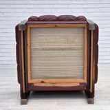 1970s, Scandinavian armchair, furniture leather, dark beech wood.