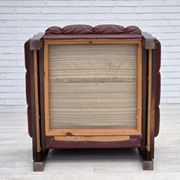 1970s, Scandinavian armchair, furniture leather, dark beech wood.