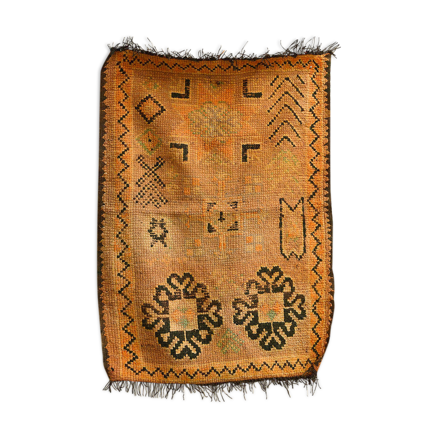 Vintage moroccan rug, original faded pastel toned boujad 82x123cm