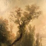 Pair of oils on canvas, 19th century animated landscapes